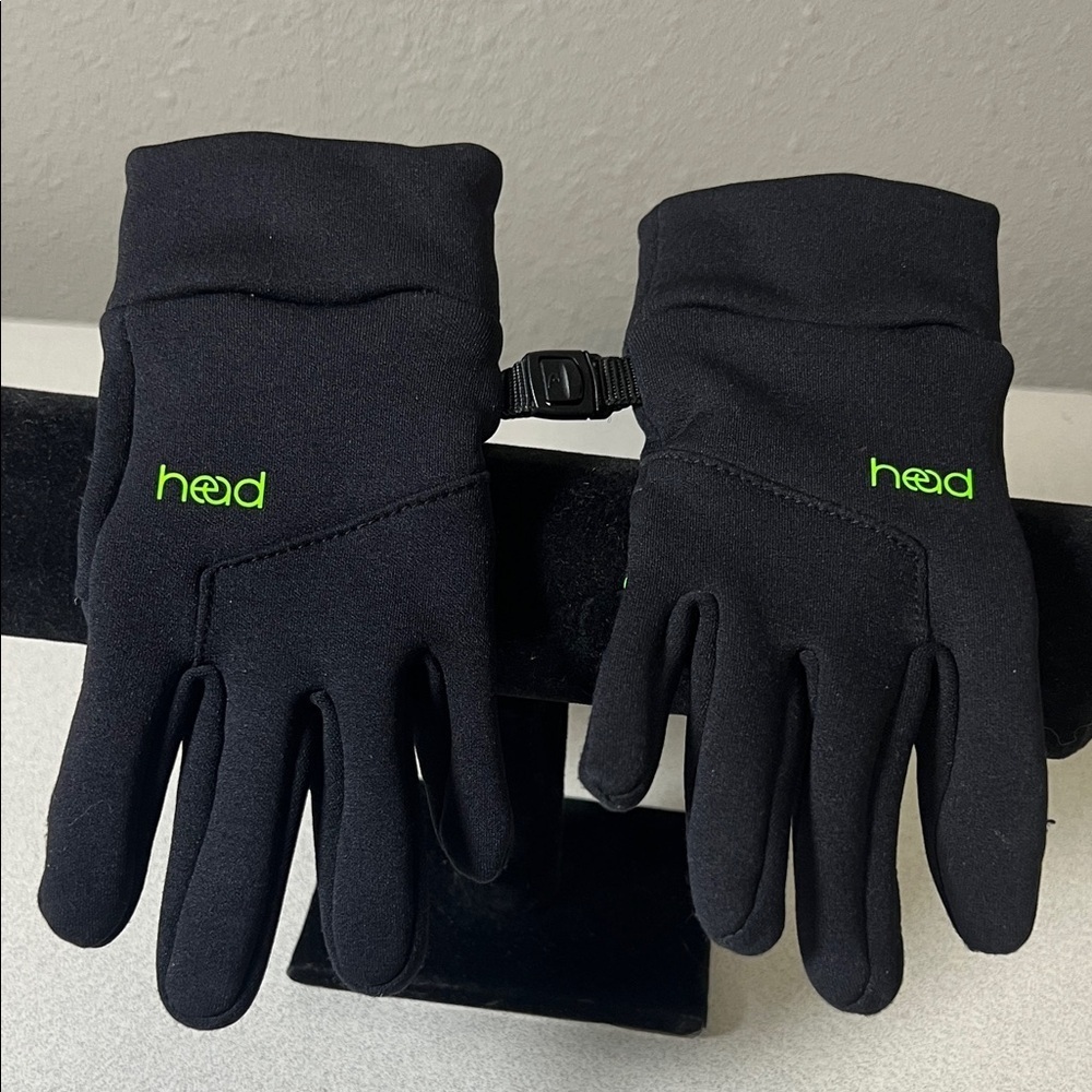 Head Black Gloves with Green Logo